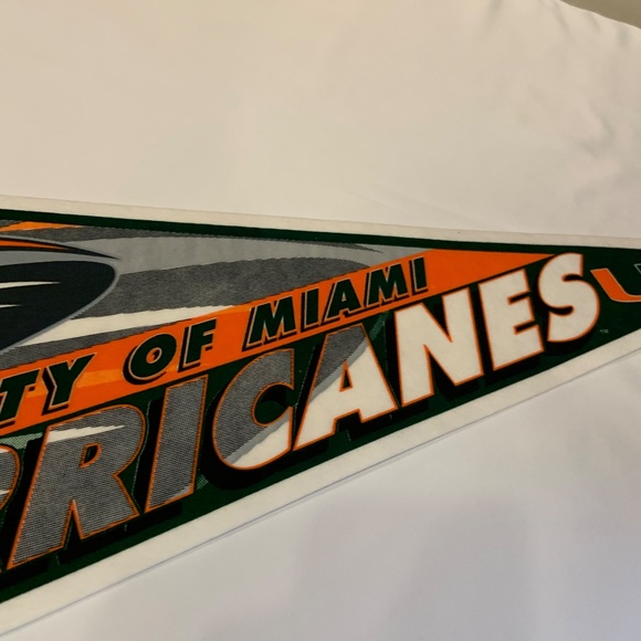 Vintage Tag Express University of Miami Hurricanes Logo 30" Pennant Flag - Picture 5 of 10